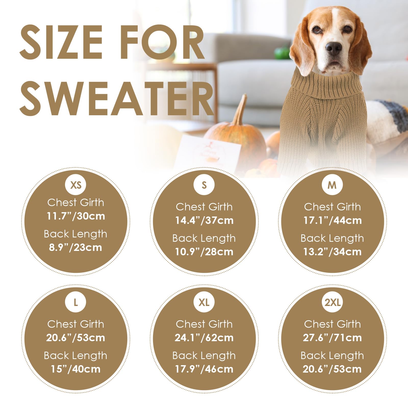 SUNFURA XXL dog sweater camel abdomen opening for convenient bathroom breaks