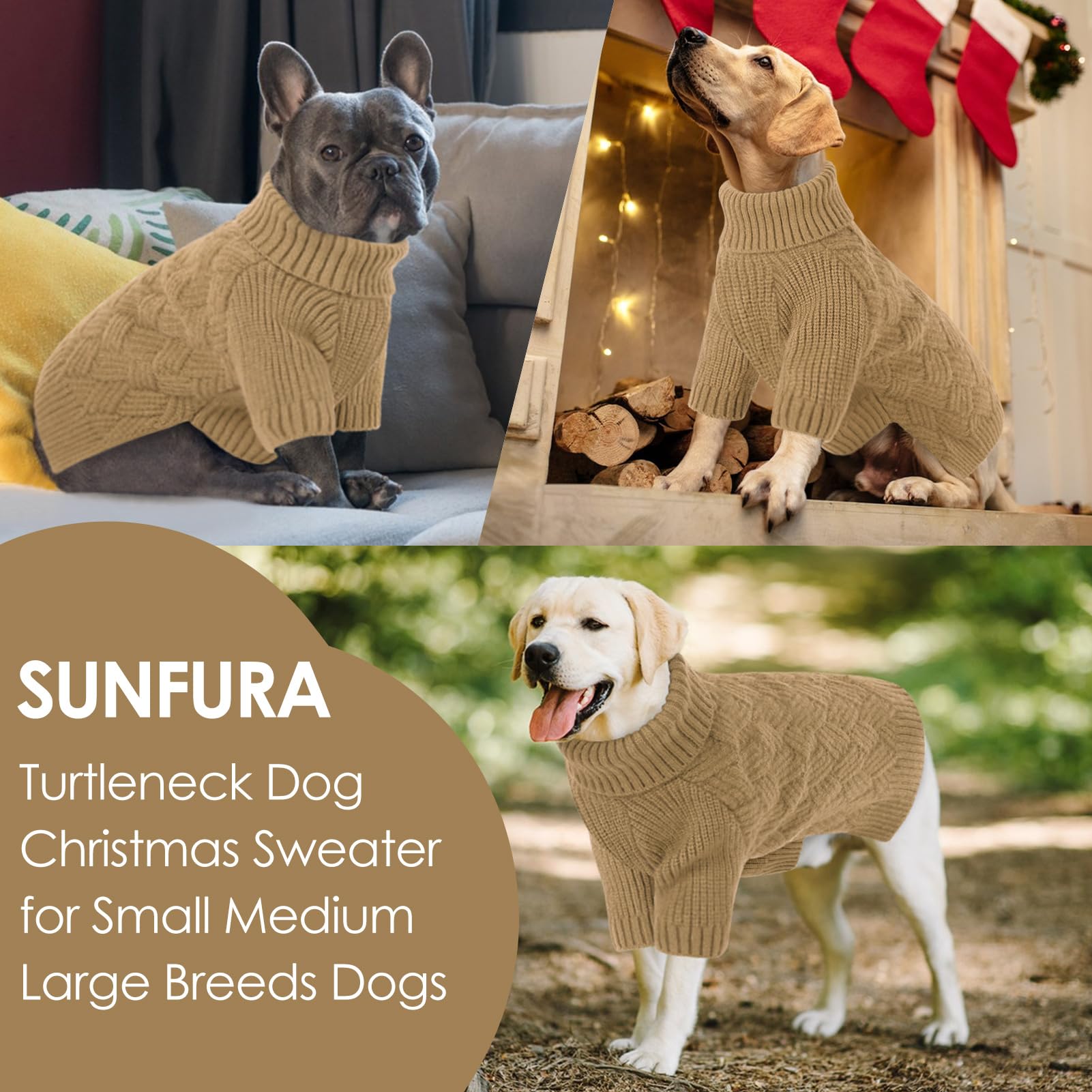 SUNFURA XXL dog sweater camel care-washable fabric