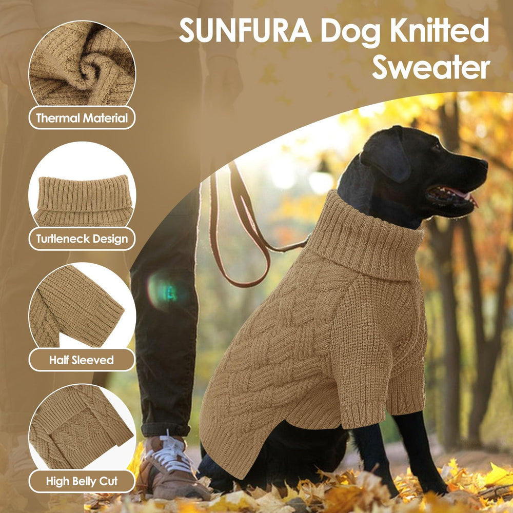 SUNFURA XXL dog sweater camel two-sleeve design for full warmth