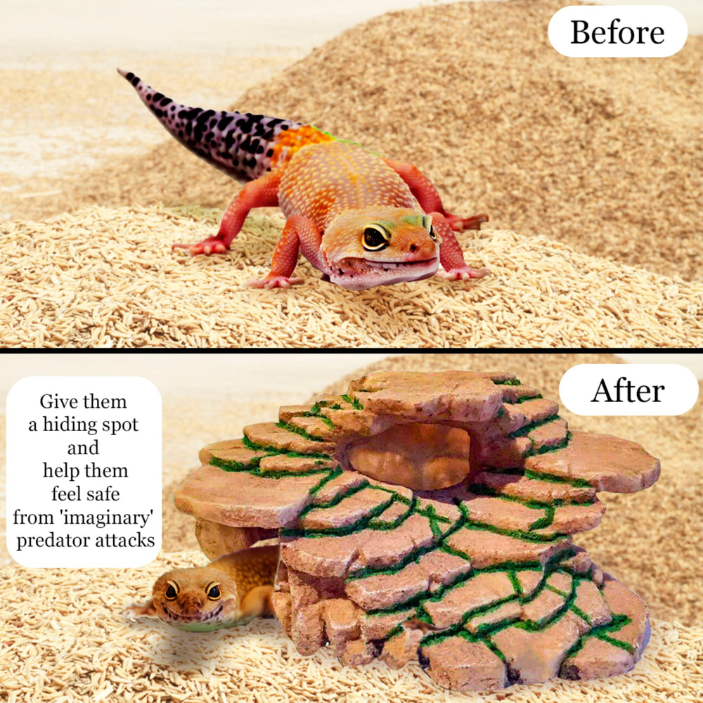 SunGrow Gecko Rock Hide Ramp Detail — resin climbing ramp for enrichment