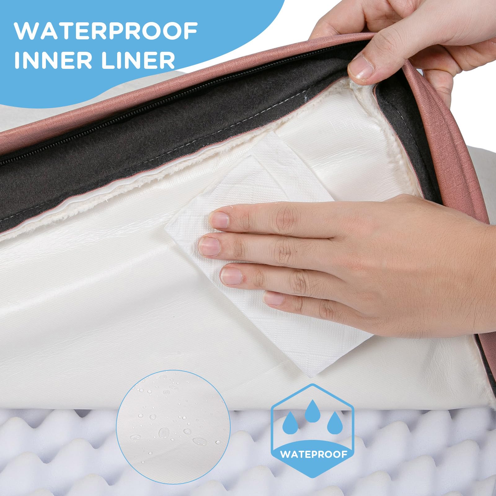 Sunheir dog bed cover waterproof layer protects against spills.
