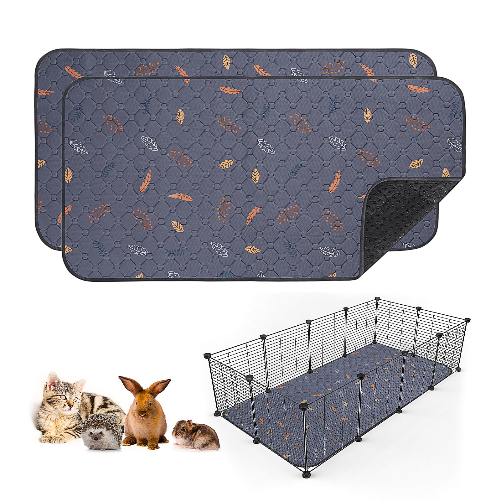 Sunheir guinea pig pee pad with leaves pattern provides leakproof protection for clean cages.