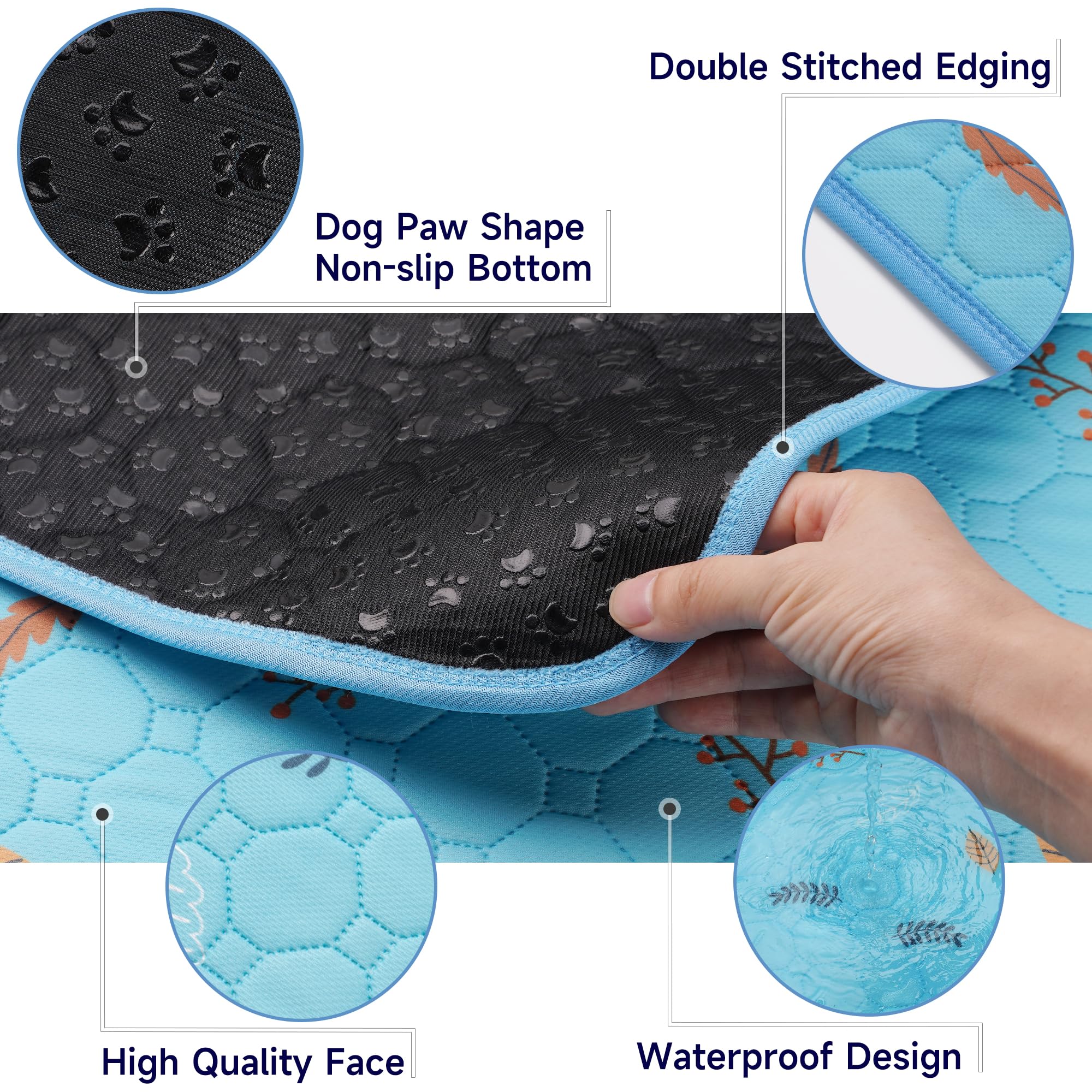 Sunheir pee pad non-slip base keeps pad in place on wood floors.