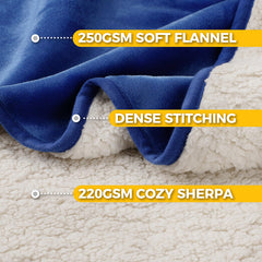 Sunheir reversible-sherpa-flannel-blanket offers year-round warmth for pets and owners.