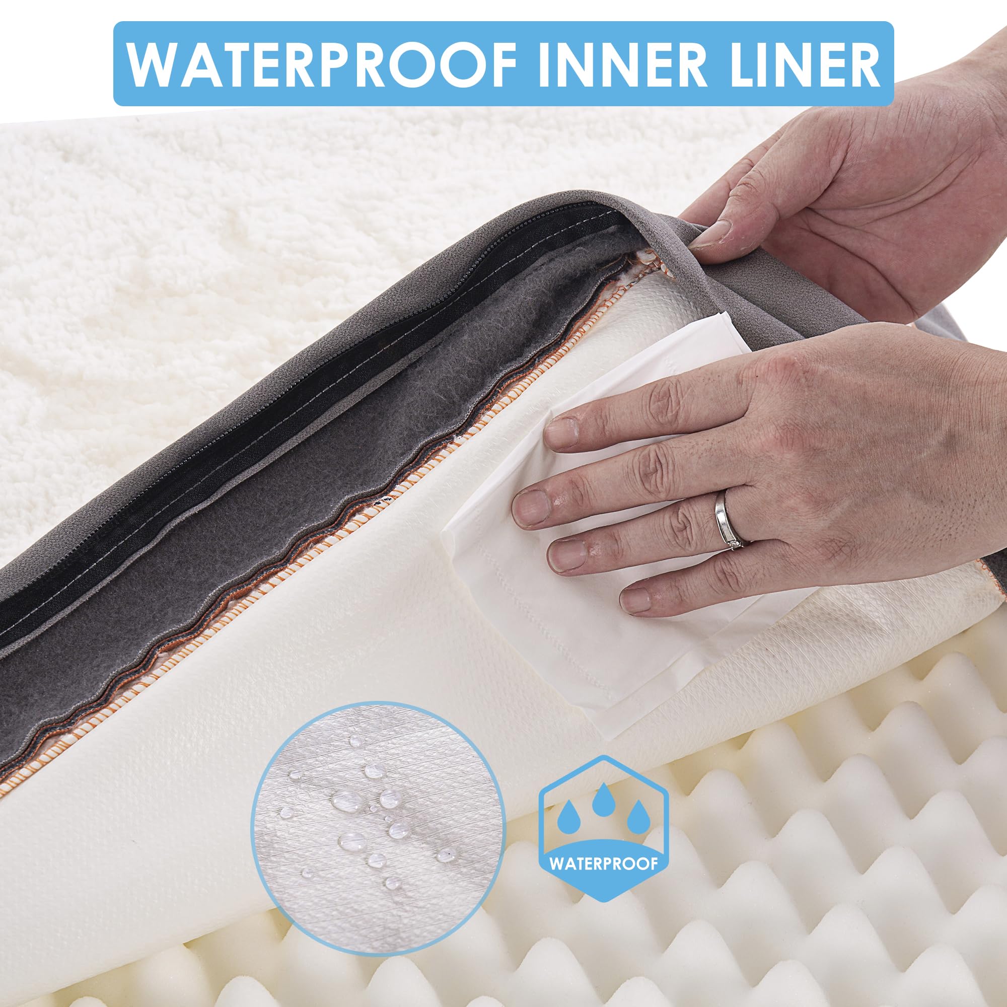 Sunheir dog bed cover with waterproof layer protects against spills.