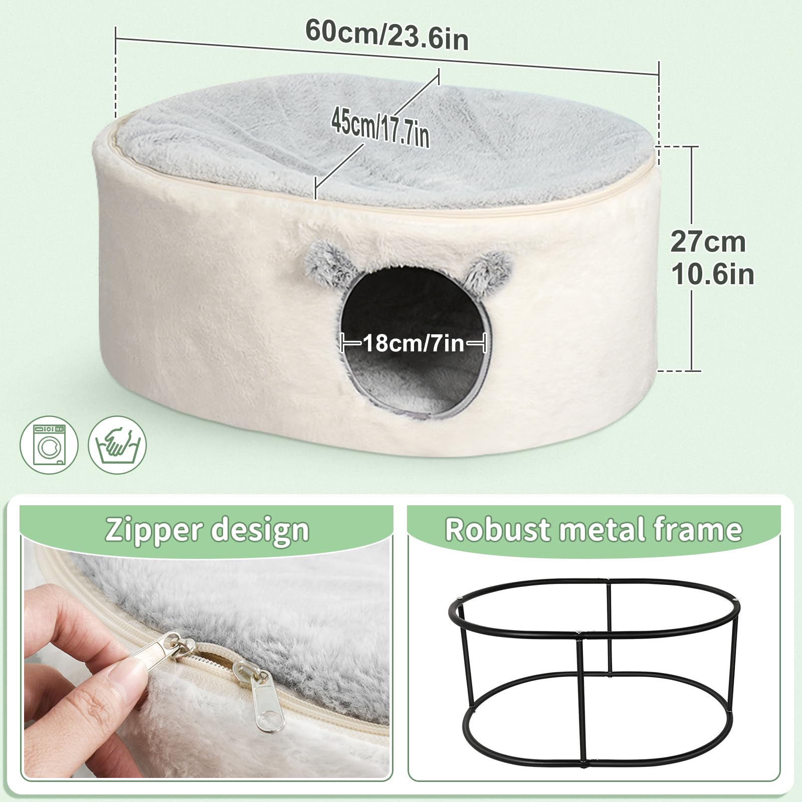 Sunhoo elevated cat bed non slip base with fluffy mat for safety
