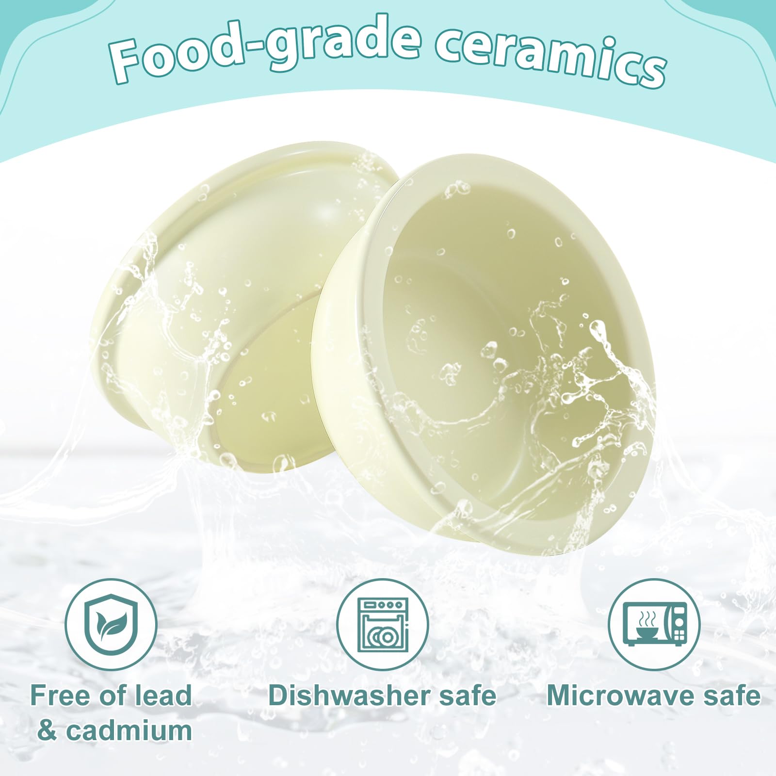 Sunhoo beige ceramic bowls close-up showing thick weighted base for stability