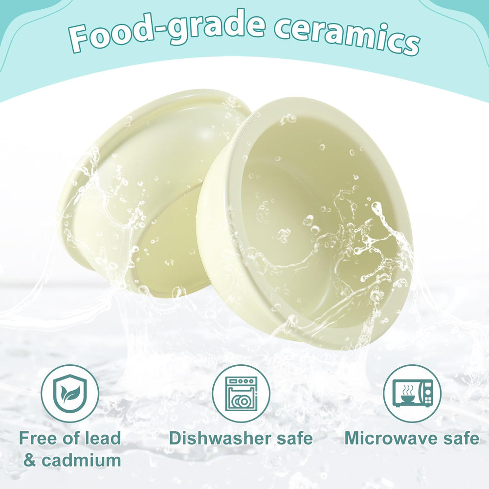 Sunhoo beige ceramic bowls close-up showing thick weighted base for stability