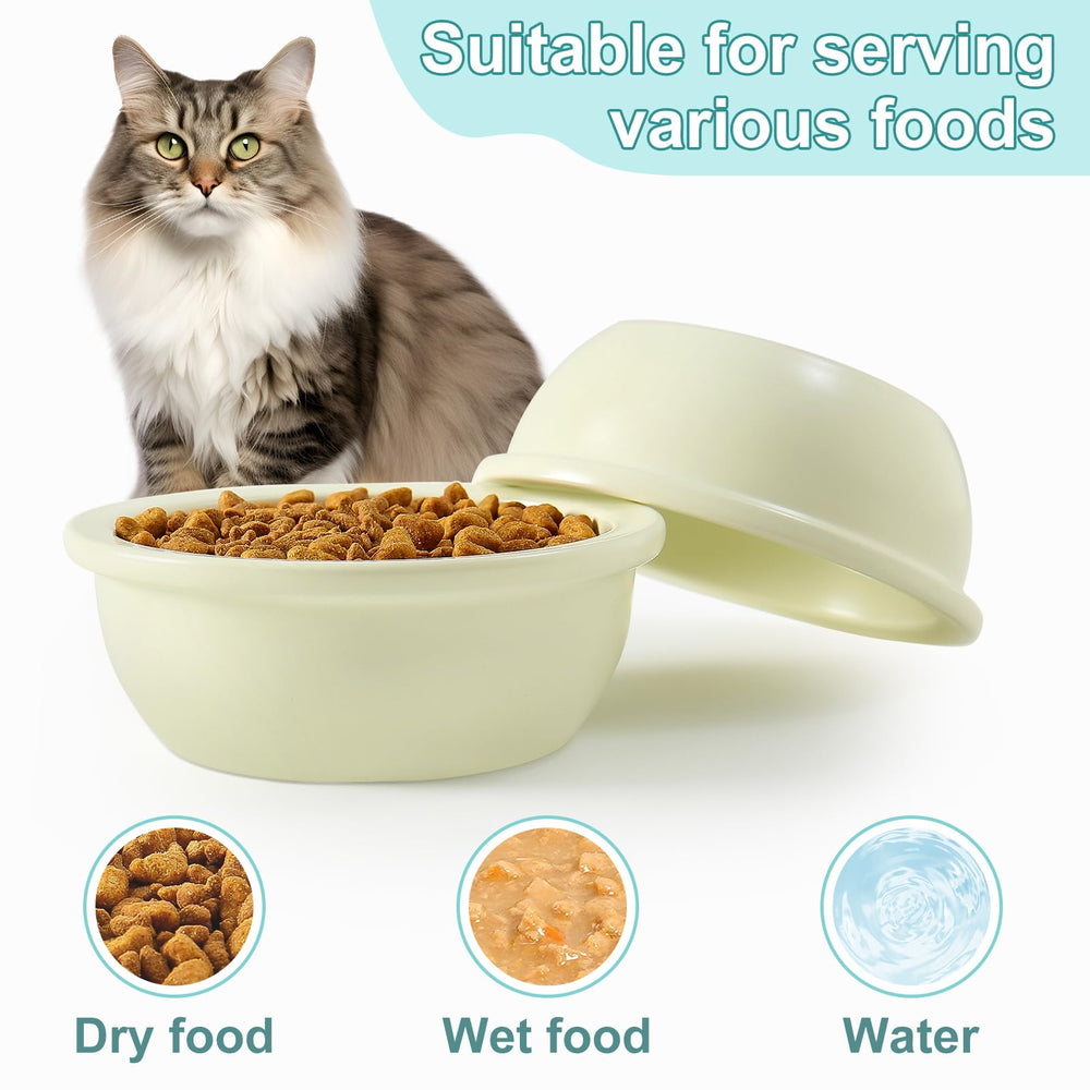 Sunhoo beige bowls fit with elevated cat stand for tidy feeding