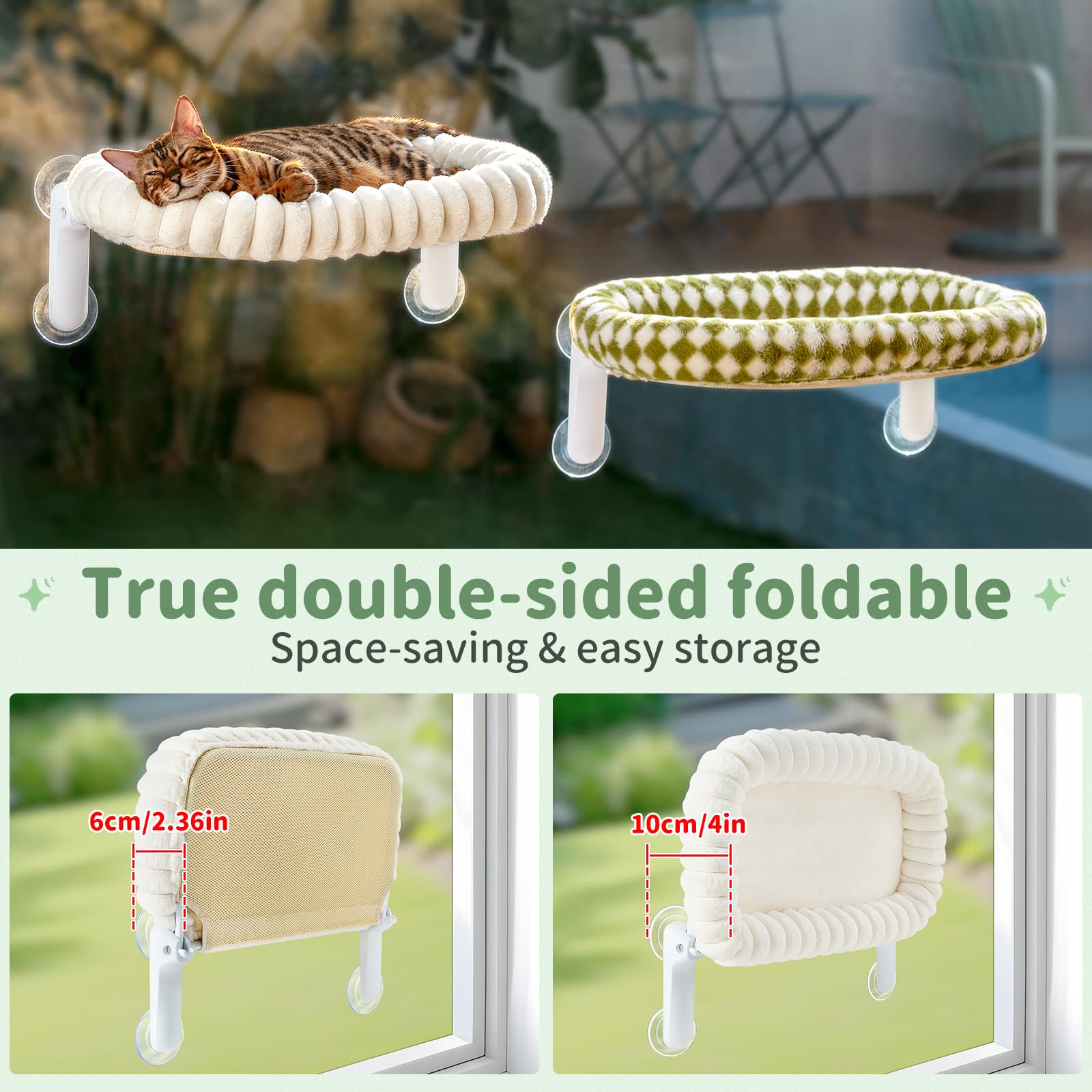 Sunhoo cat window bed stability with suction cups supports active lounging.