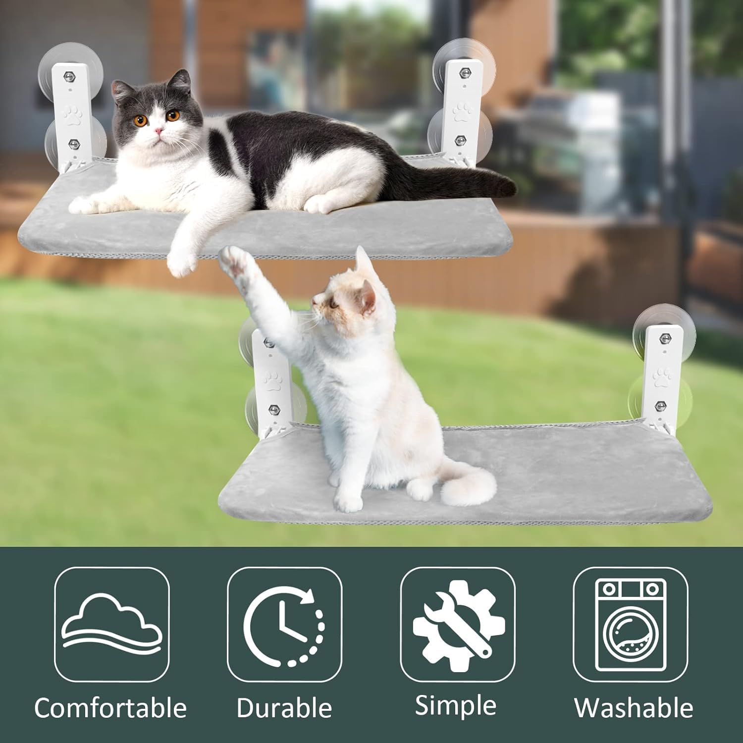 Sunhoo cat window hammock cordless design and easy assembly simplify setup and declutter