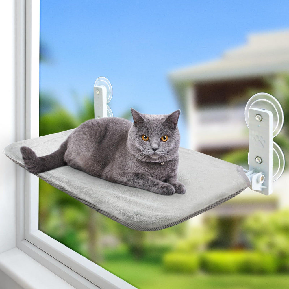 Sunhoo cat window hammock folded for easy storage and space-saving convenience.