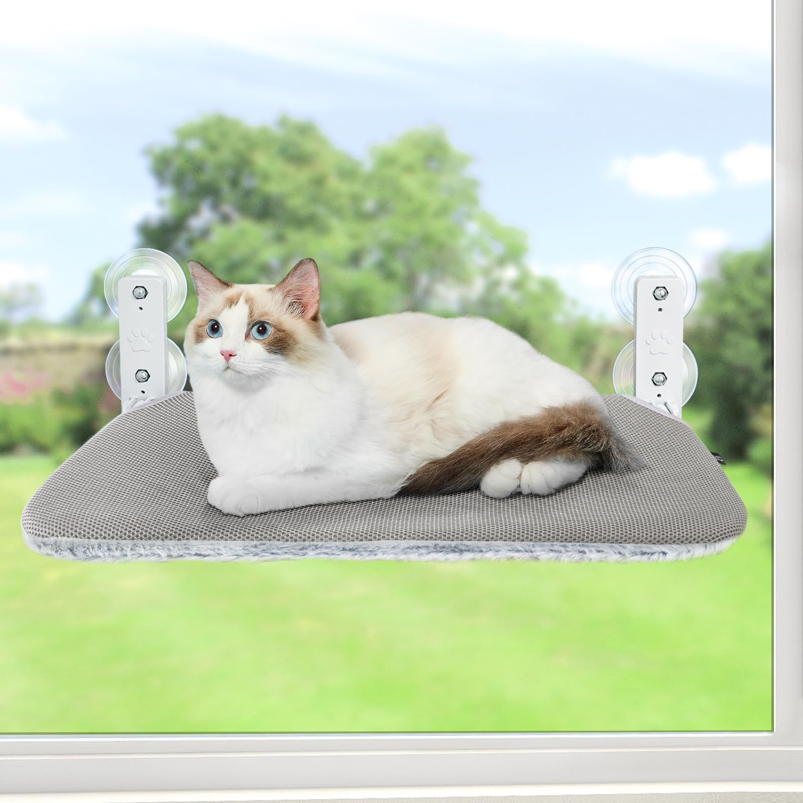 Sunhoo cat window hammock folded for compact storage and easy setup.