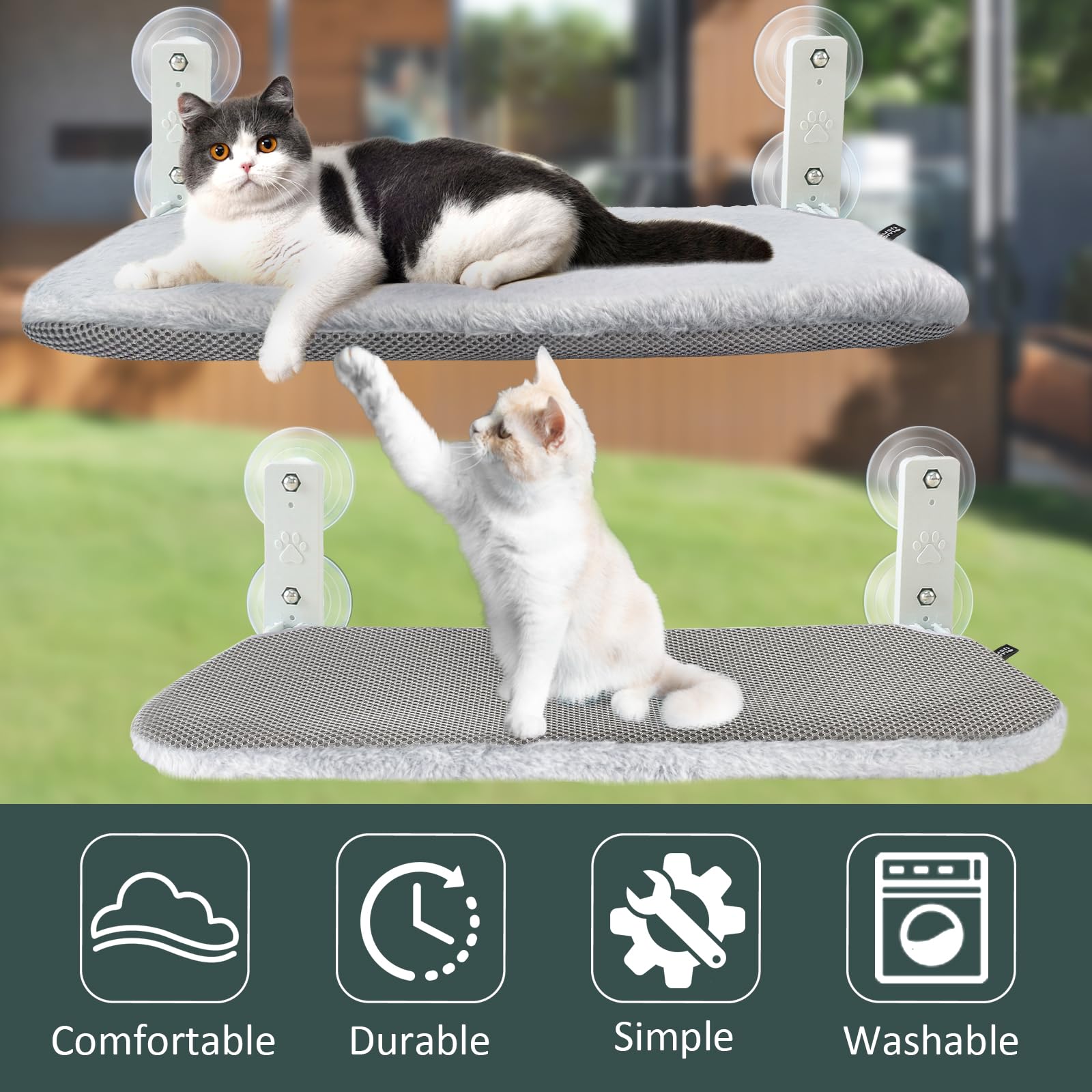 Sunhoo cat window hammock sturdy stainless steel frame supports up to 55 lbs.