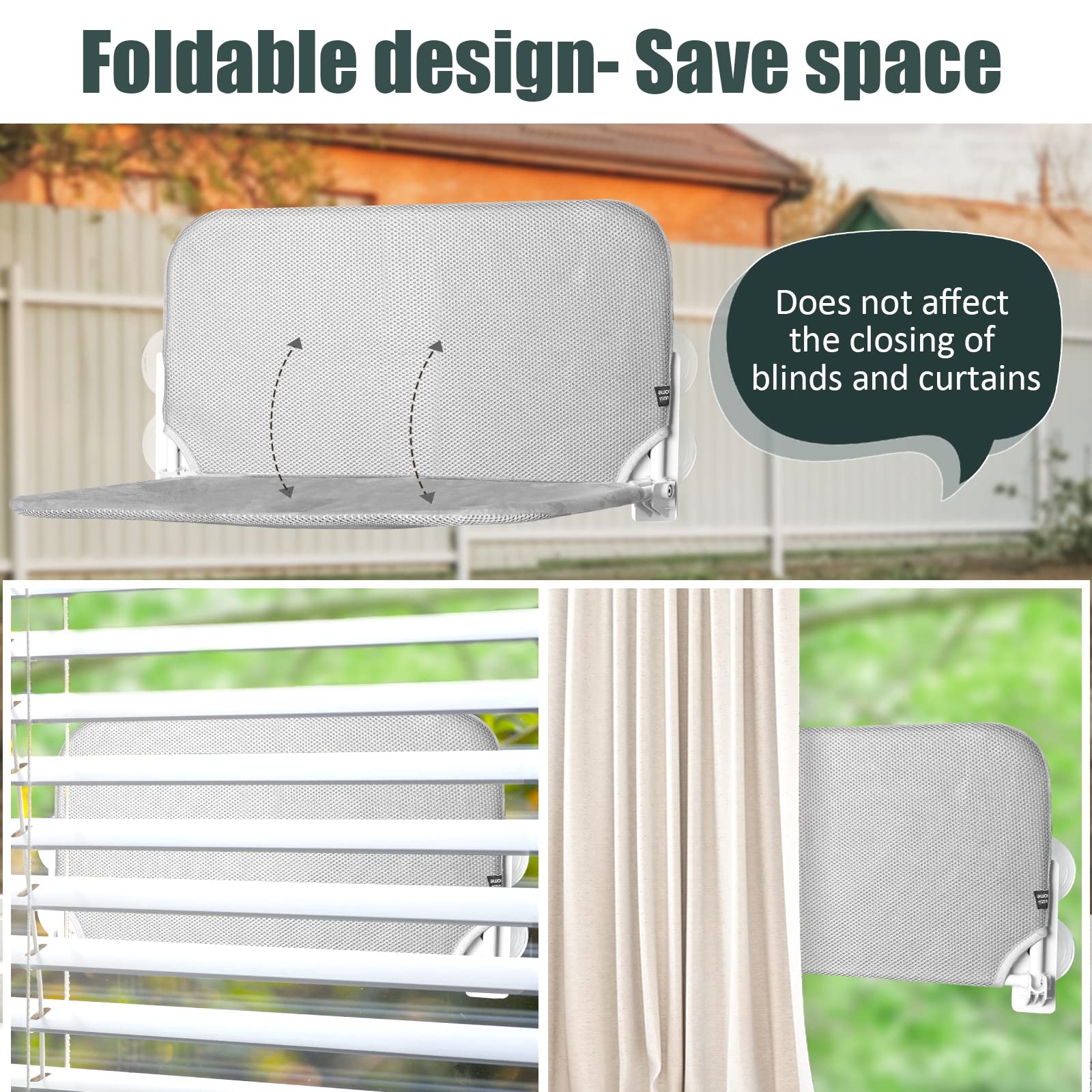 Sunhoo Cat Window Hammock with suction cups on window demonstrating secure mounting.