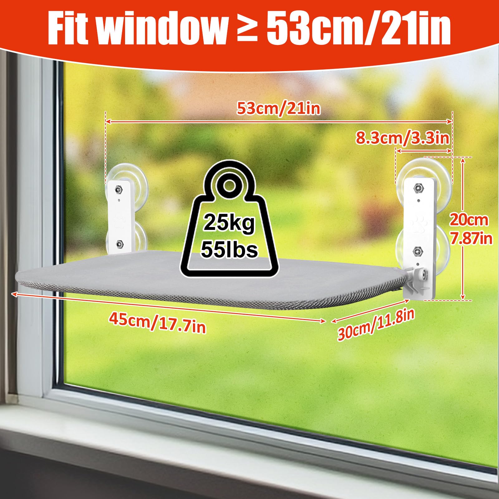 Sunhoo Cat Window Hammock strong suction cups keep perch stable