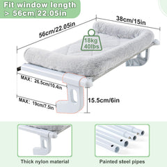 Sunhoo cat window perch 40-lb capacity supports larger cats securely.