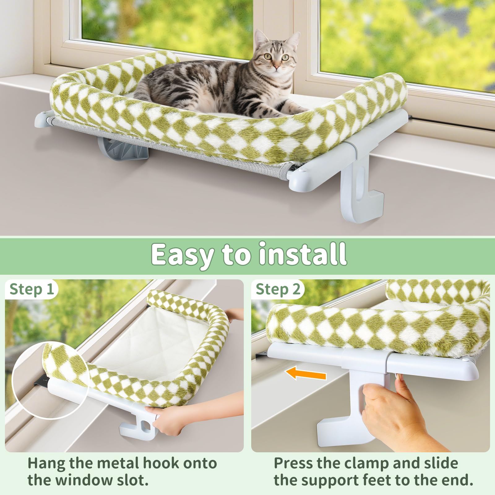 Sunhoo cat window perch adjustable clamps for versatile installation.