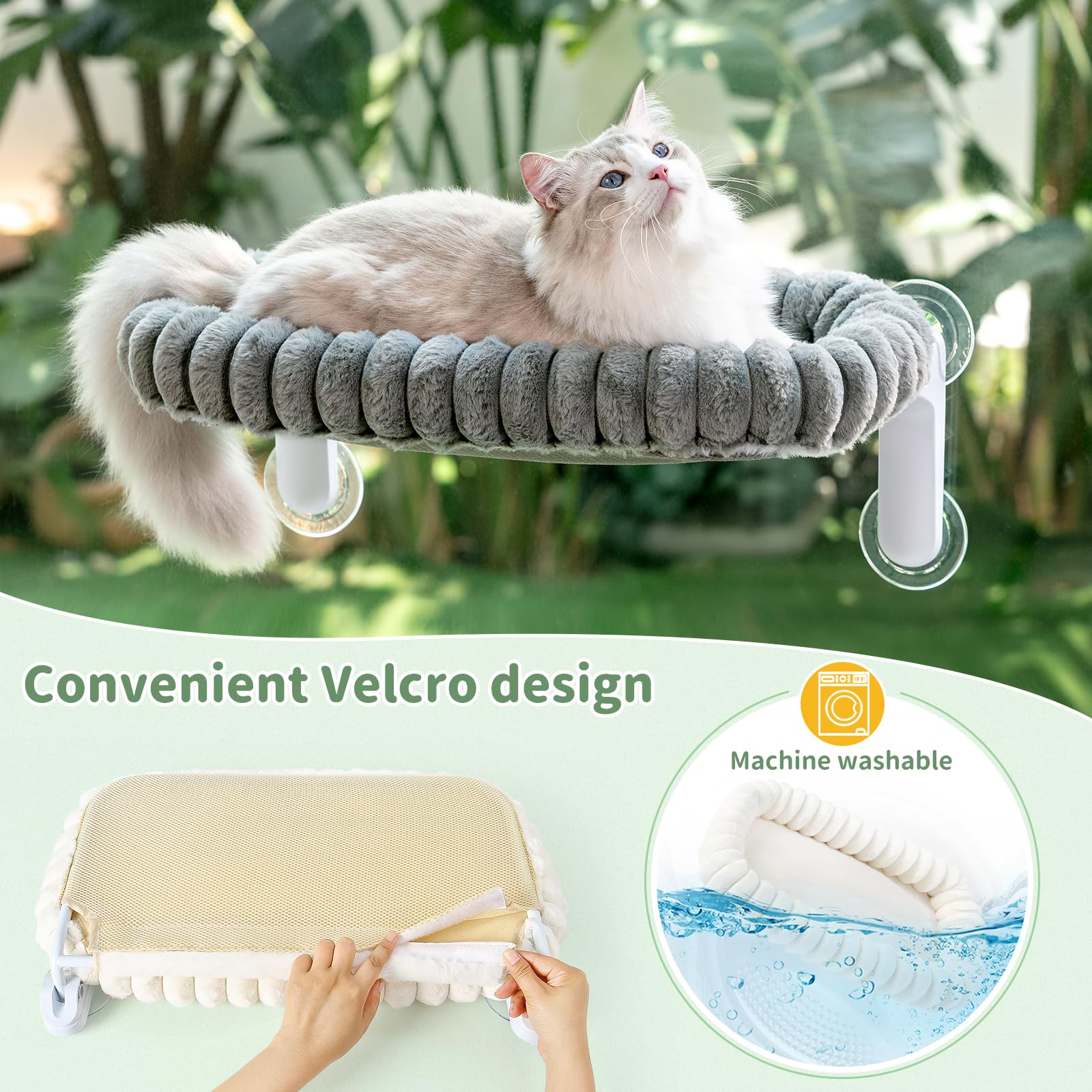 Sunhoo cat window perch bed supports four-season comfort with dual-sided cushion