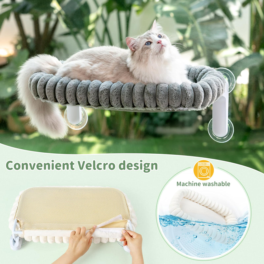 Sunhoo cat window perch bed supports four-season comfort with dual-sided cushion