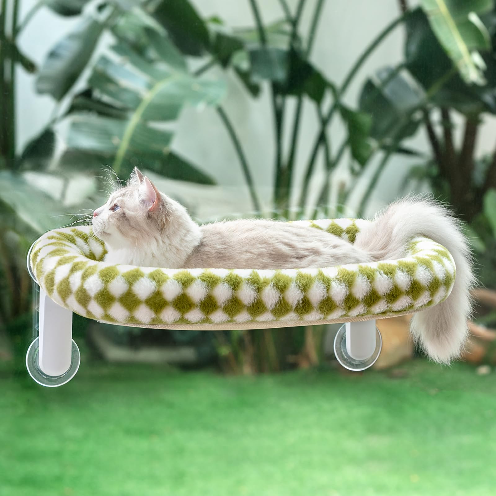 Sunhoo cat window perch bed assembled frontal view for cozy naps