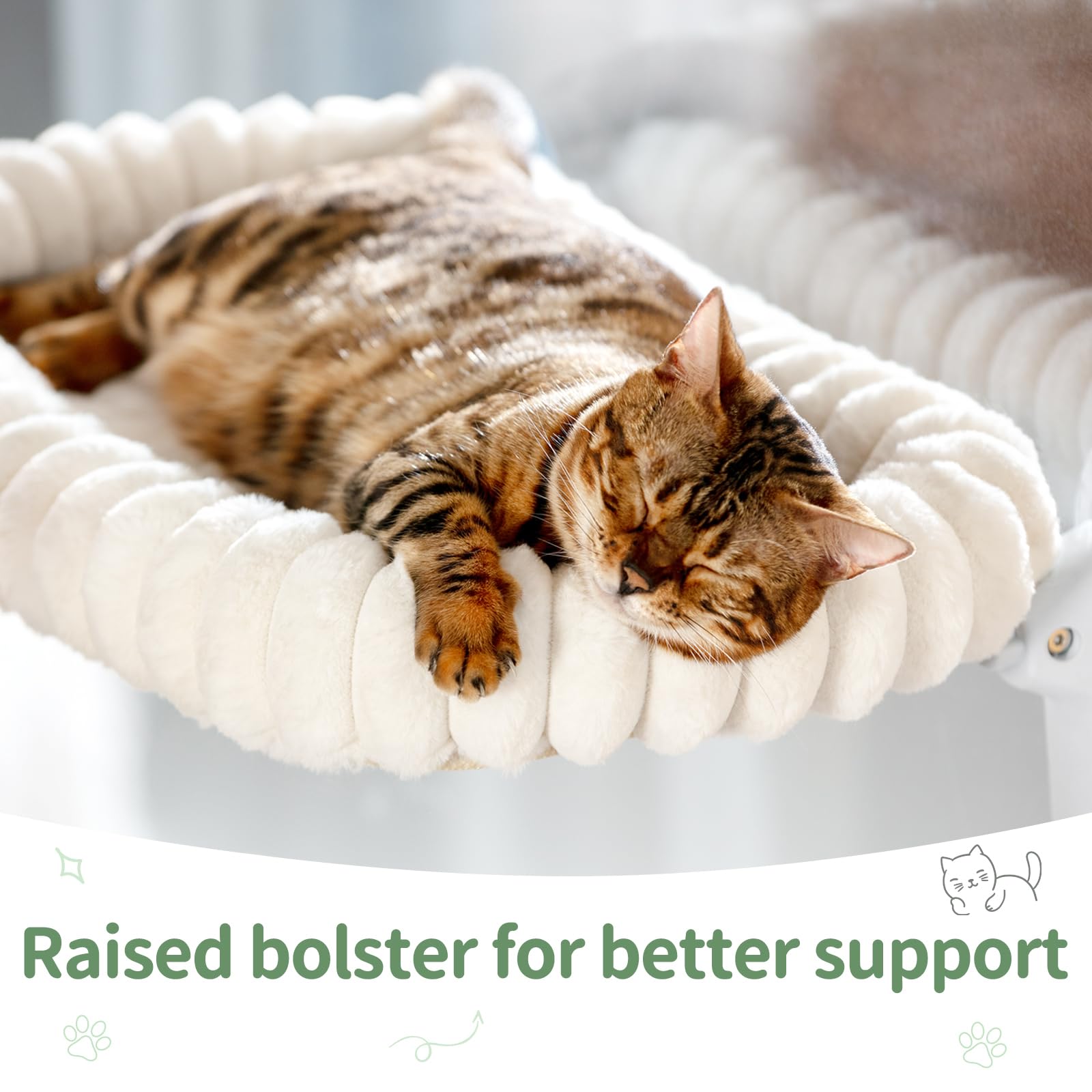 Sunhoo cat window perch bed open view emphasizes panoramic outside sights for curious cats.