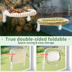 Sunhoo cat window perch bed soft plush cushion close-up emphasizes warmth and comfort