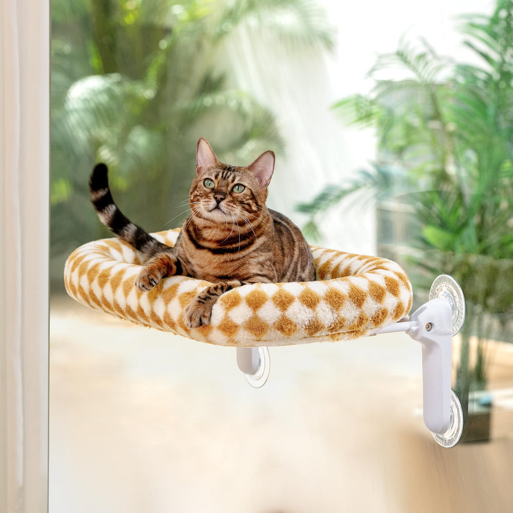 Sunhoo cat window perch brown dimensions help verify fit.