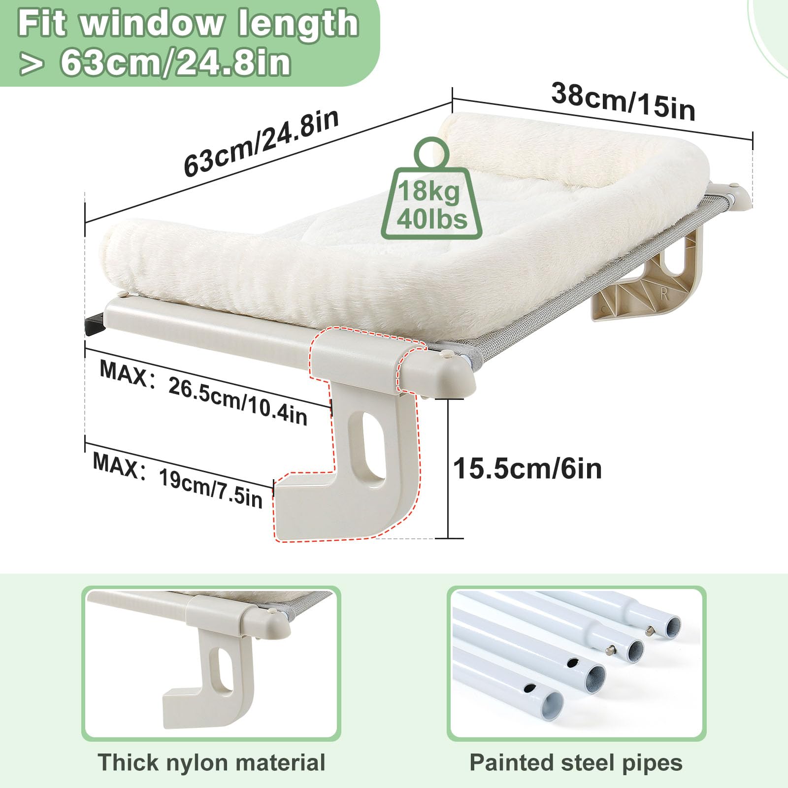 Sunhoo Cat Window Perch Hammock removable plush cover enables easy cleaning and fresh lounging.