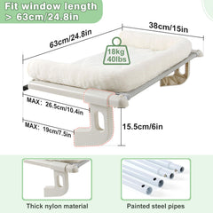 Sunhoo Cat Window Perch Hammock removable plush cover enables easy cleaning and fresh lounging.