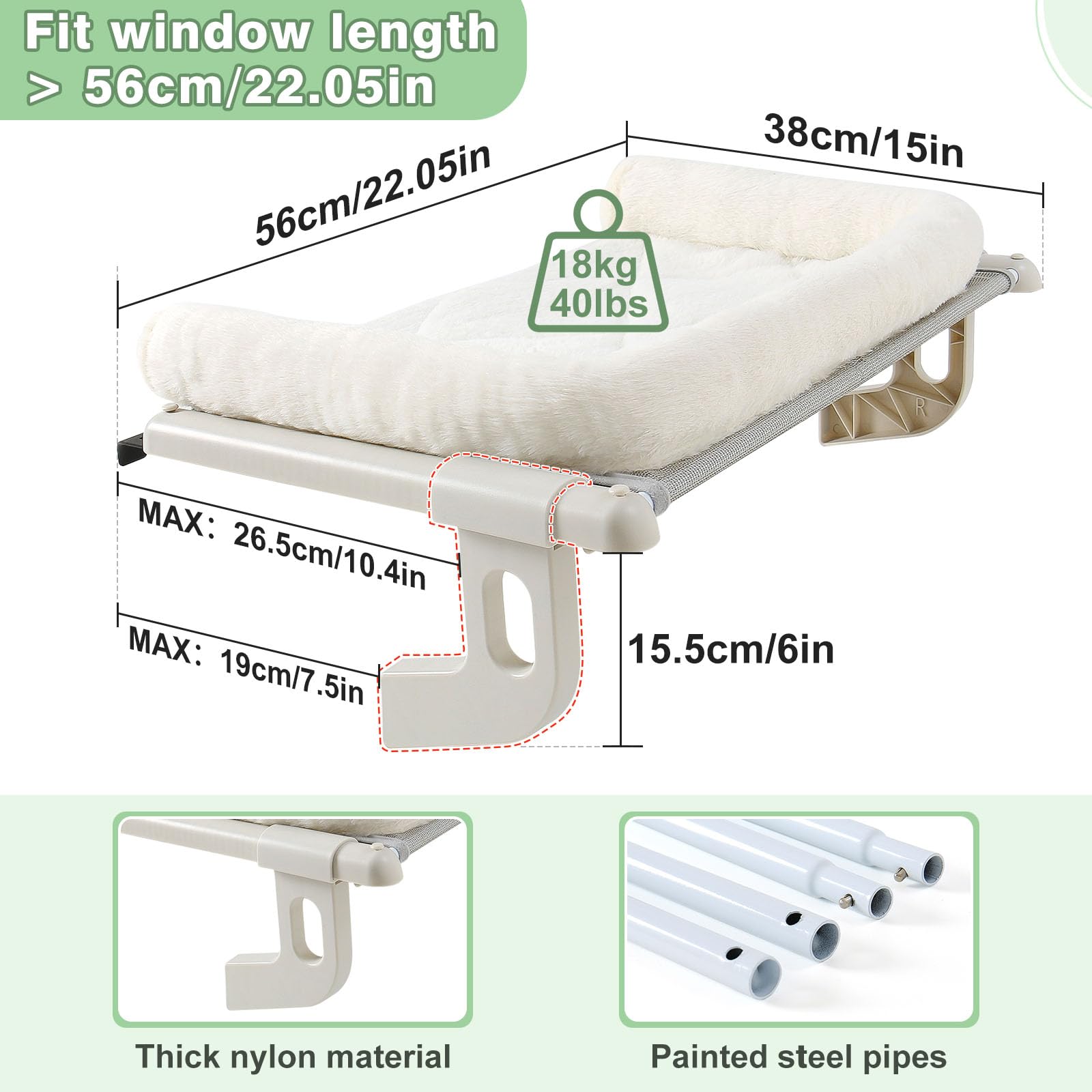 Sunhoo Cat Window Perch Mounted by Window demonstrates secure installation with adjustable clamps.