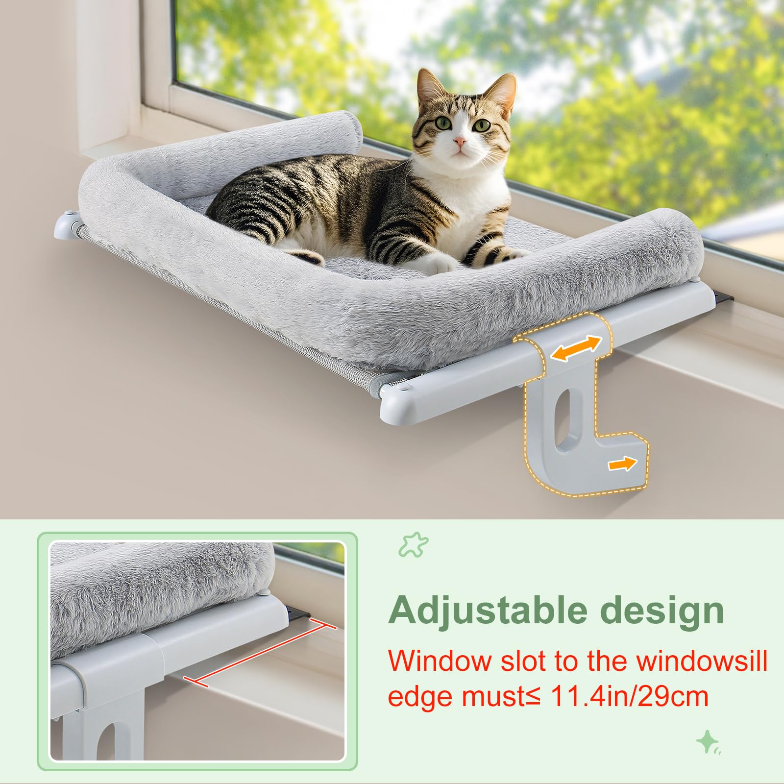 Sunhoo cat window perch plush cover close-up reveals cozy, easy-clean resting surface.