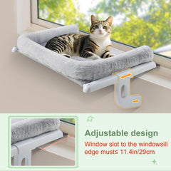 Sunhoo cat window perch plush cover close-up reveals cozy, easy-clean resting surface.