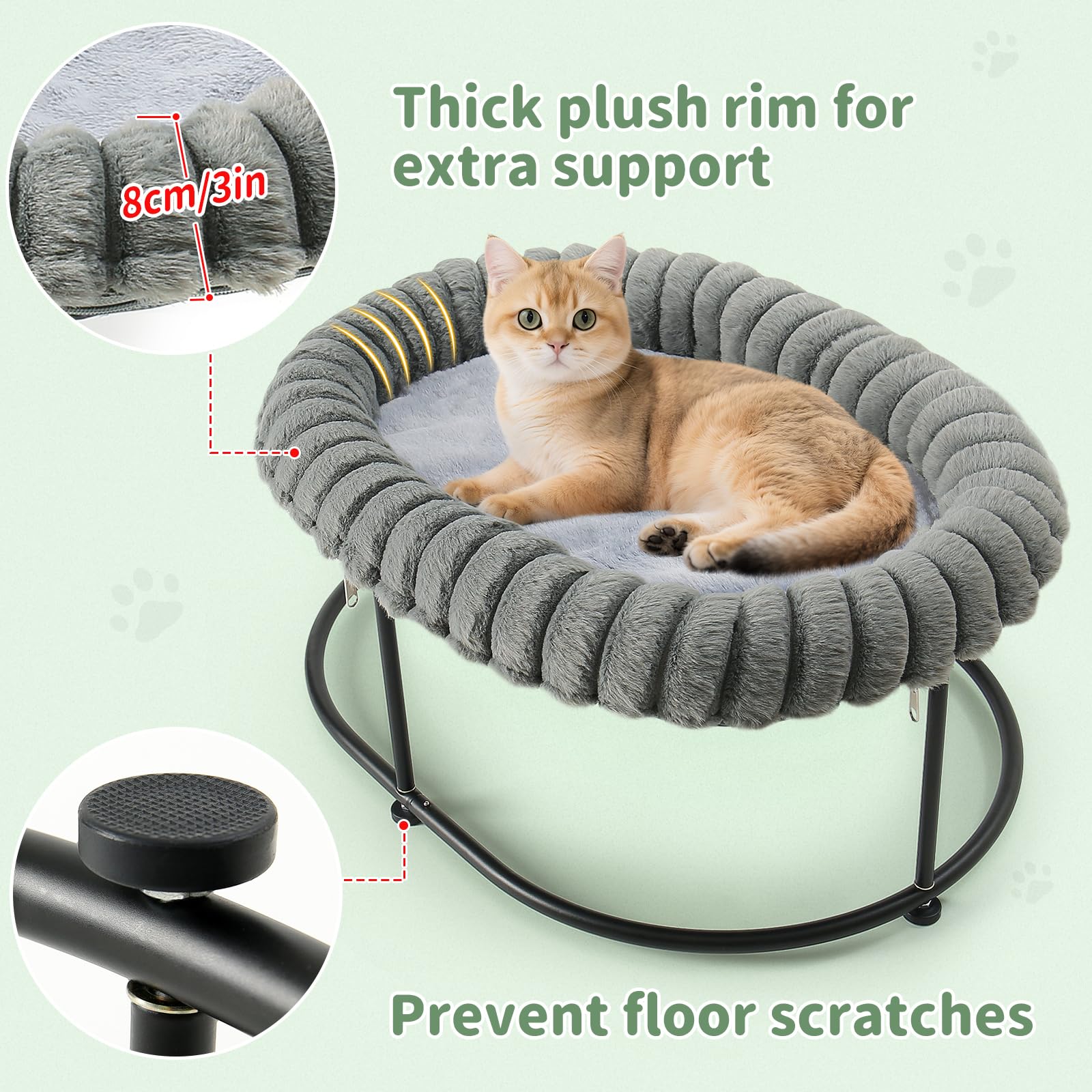 Sunhoo elevated cat bed removable cushion for easy machine washing