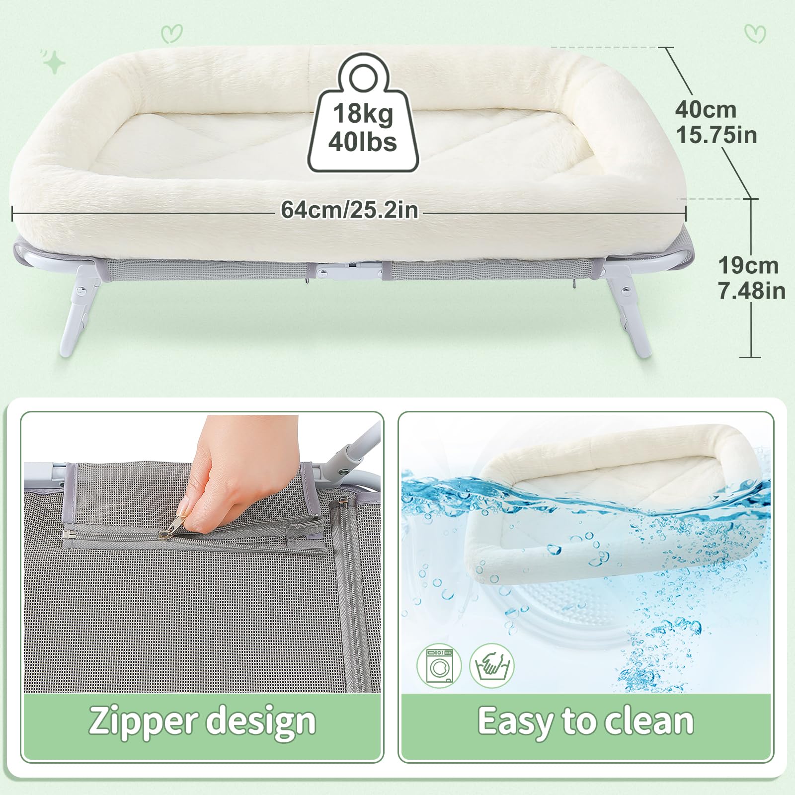 Sunhoo elevated cat bed edges provide gentle head and limb support for relaxed lounging.