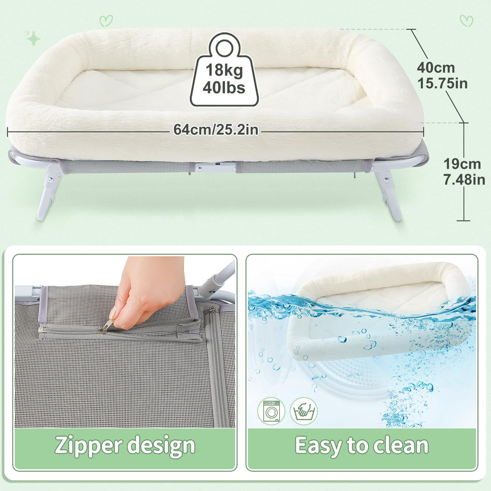 Sunhoo elevated cat bed edges provide gentle head and limb support for relaxed lounging.