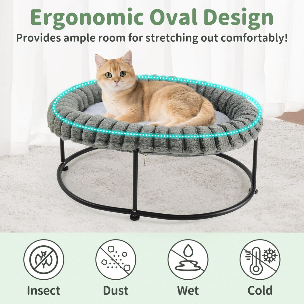Sunhoo elevated cat bed faux-fur cushion adds plush warmth and comfort