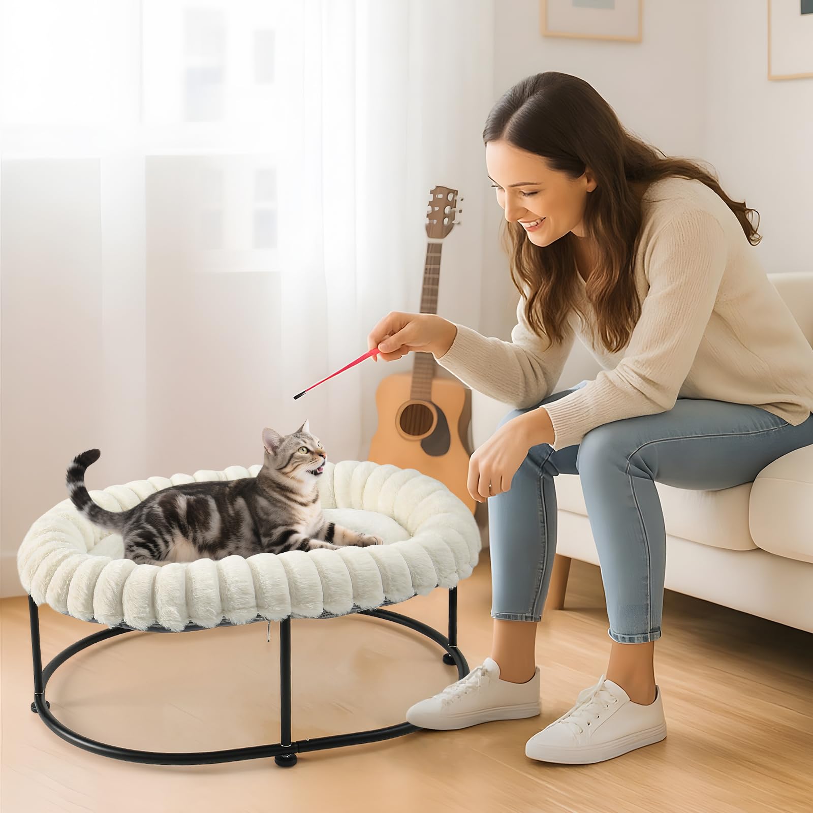 Sunhoo elevated cat bed multi-pet use suits cats and small dogs for shared lounging