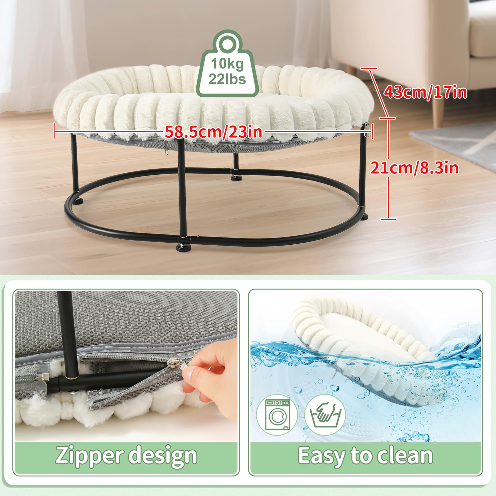 Sunhoo elevated cat bed non-slip feet prevent sliding on smooth floors