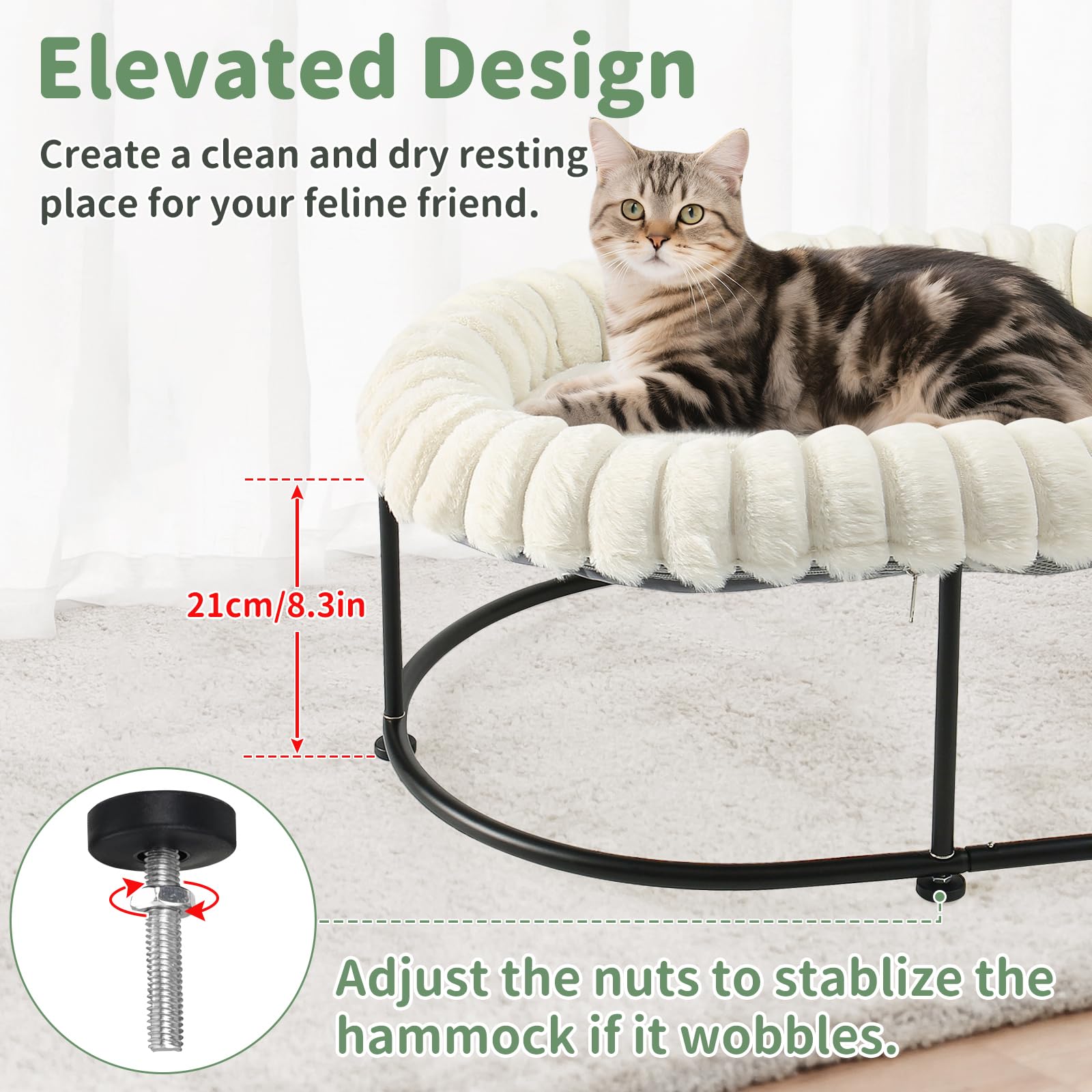 Sunhoo elevated cat bed oval nest shows plush cushion for naps and stretches