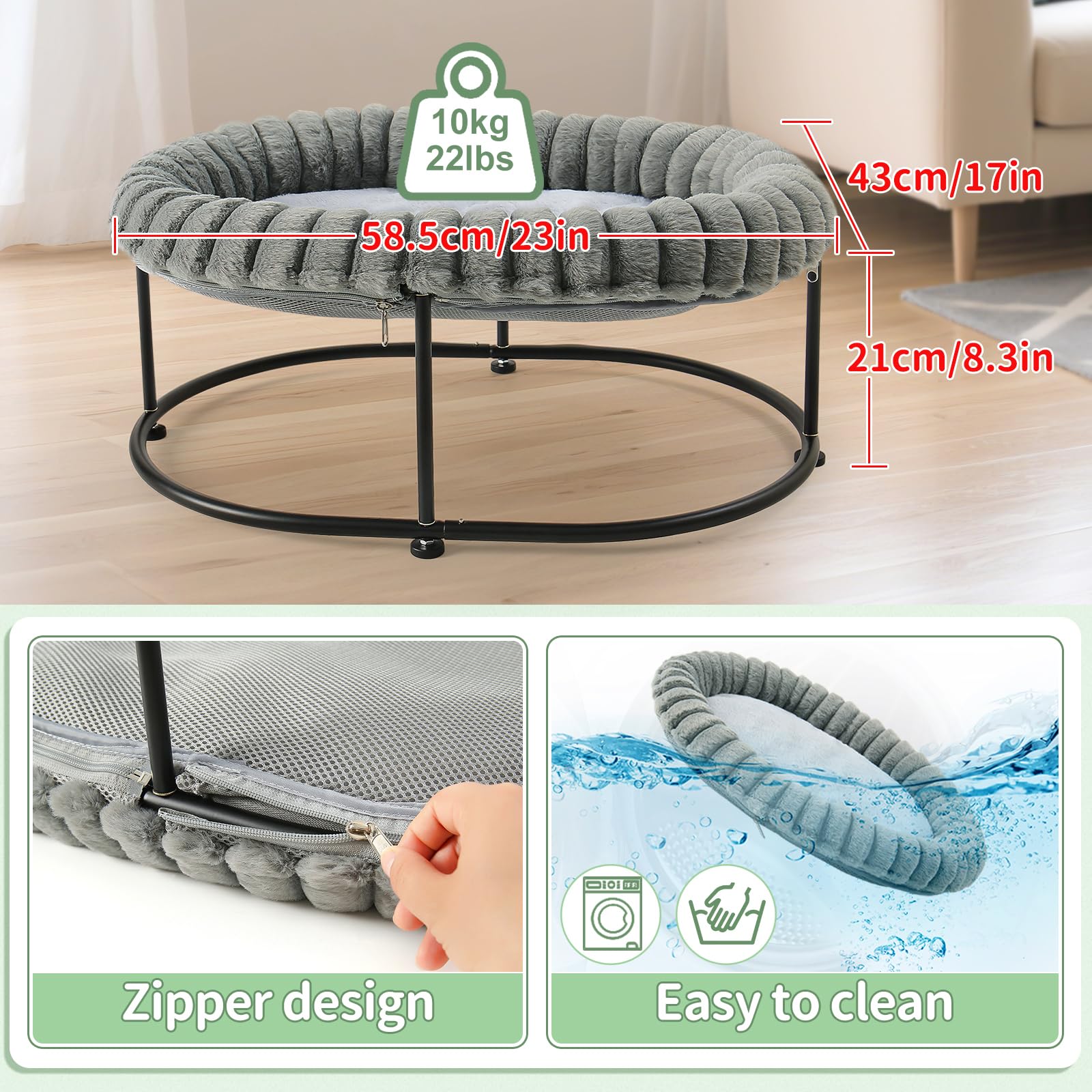 Sunhoo elevated cat bed steel frame provides durable, stable support