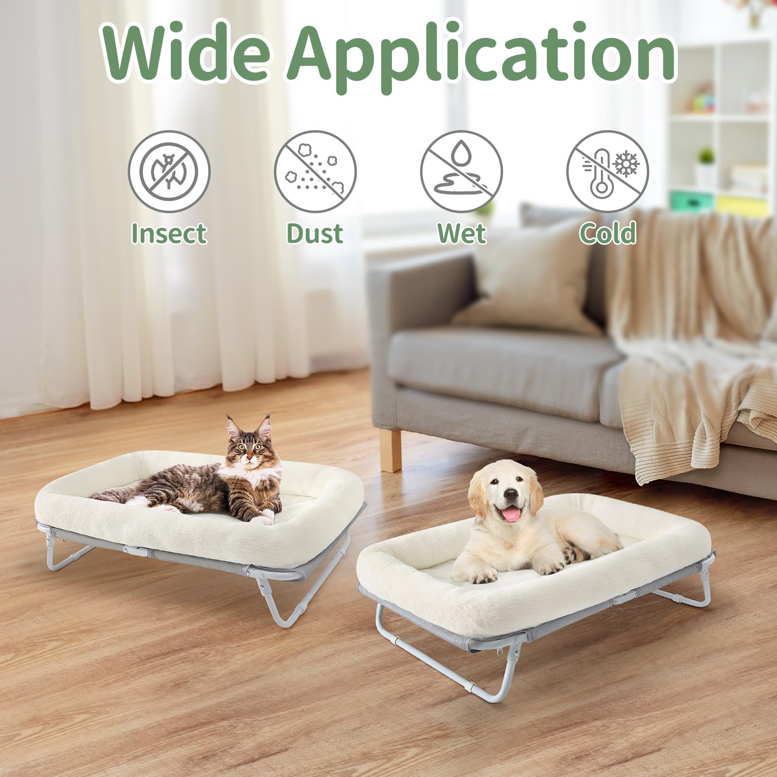 Sunhoo elevated cat bed washable cover with zipper enables easy cleaning after adventures.