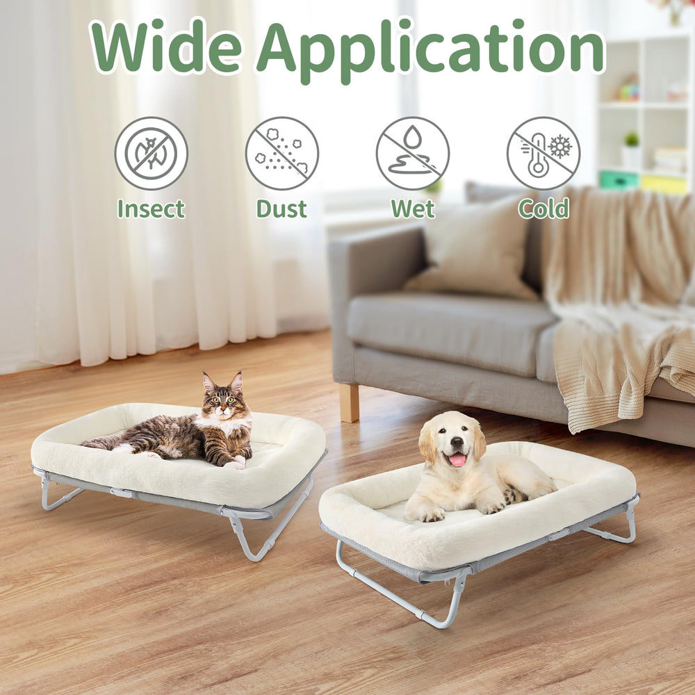 Sunhoo elevated cat bed washable cover with zipper enables easy cleaning after adventures.