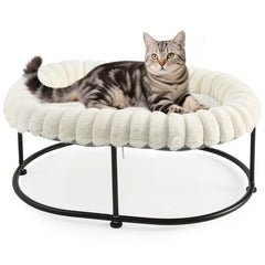 Sunhoo elevated cat bed white frame illustrates elevated perch for cleaner lounging