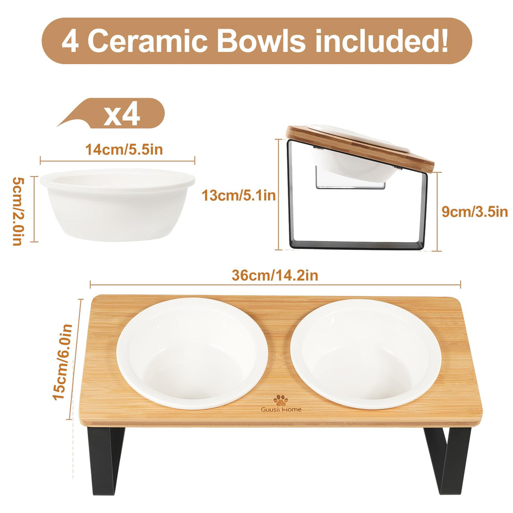 Sunhoo elevated cat bowls with ceramic bowls emphasize easy cleaning.