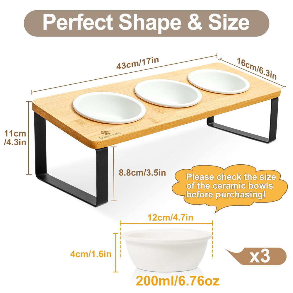 Sunhoo three ceramic bowls for dry, wet food and water.