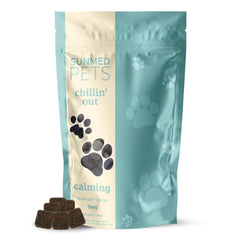 SunMed Chillin' Out dog chews bottle for easy stress-relief routine