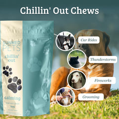 SunMed Chillin' Out dog chews chamomile highlighting calming aroma