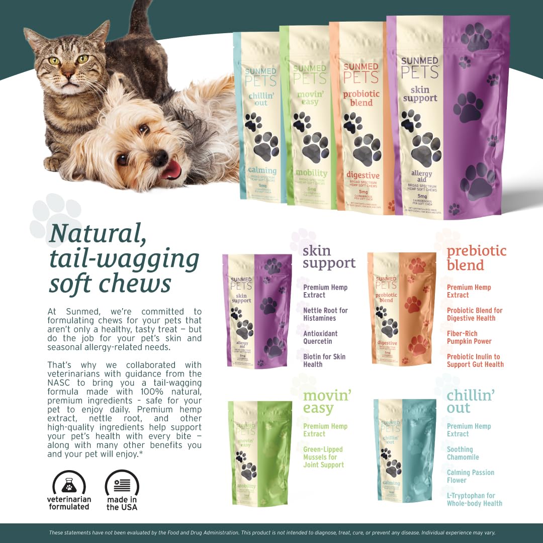 SunMed Chillin' Out dog chews premium packaging and ingredients