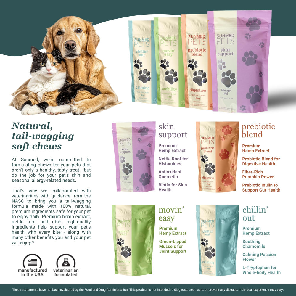 SunMed Chillin' Out dog chews ideal for vet visits and anxiety